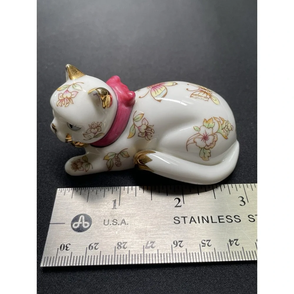 Vintage 1986 Faberge Satsuma Cat 24k Gold Accents Franklin Mint Made in Japan